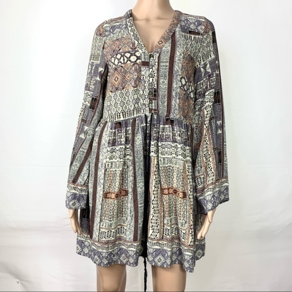 Entro Women’s Mini Dress Brown long sleeve Small
